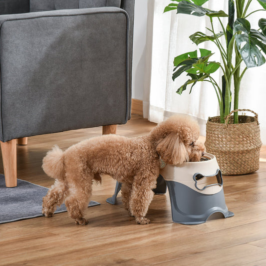 Bol Dublu Ridicat pentru Alimentare Animalele de Comapanie PP 47x25x20cm Alb si Gri