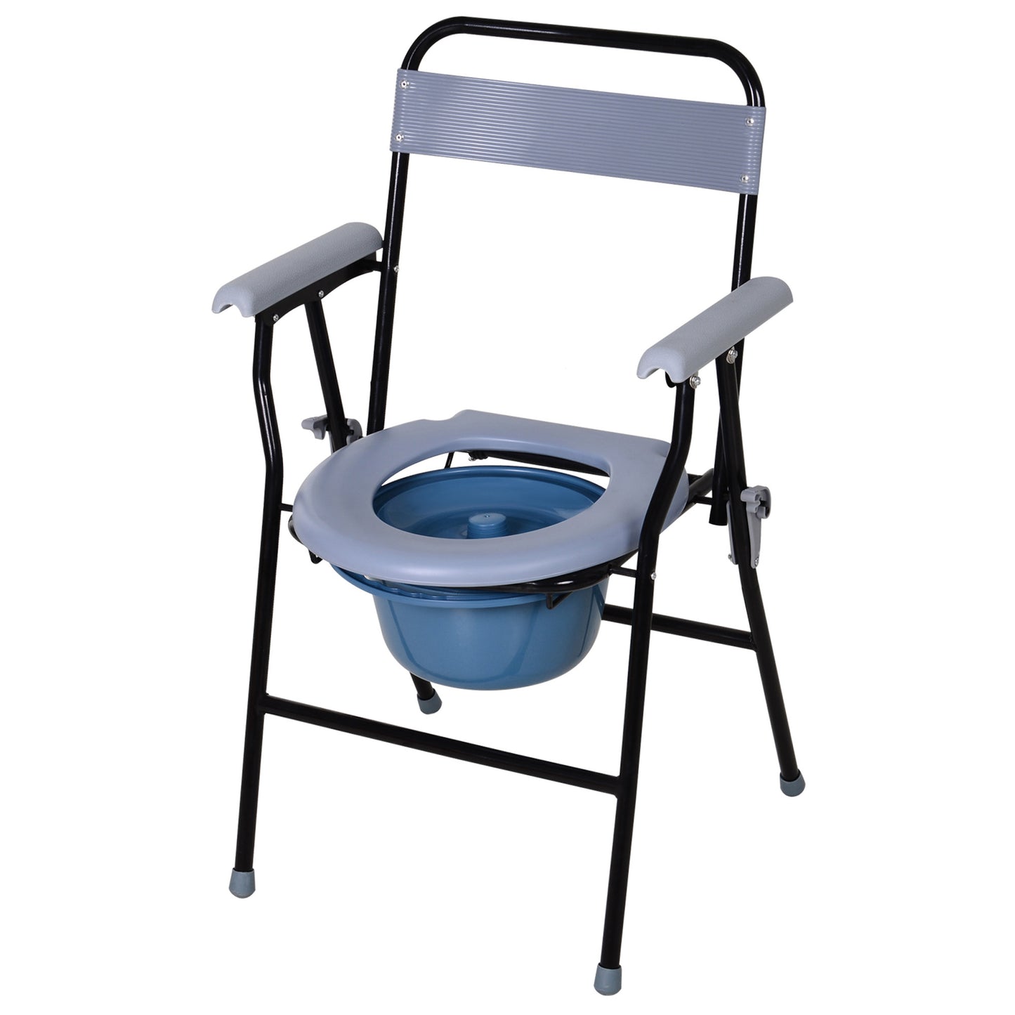 Scaun de Toaletă Pliabil cu Găleată Detașabilă pentru Vârstnici și Persoane cu Dizabilități, 52x50x75 cm, Negru