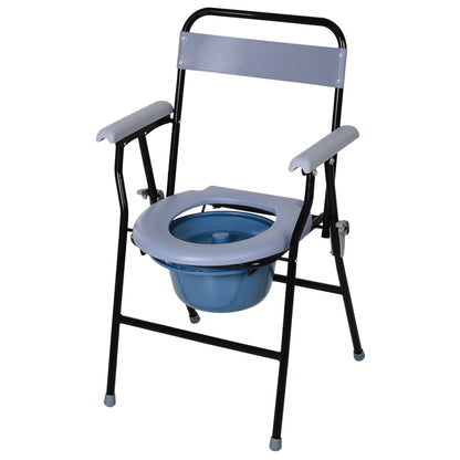 Scaun de Toaletă Pliabil cu Găleată Detașabilă pentru Vârstnici și Persoane cu Dizabilități, 52x50x75 cm, Negru