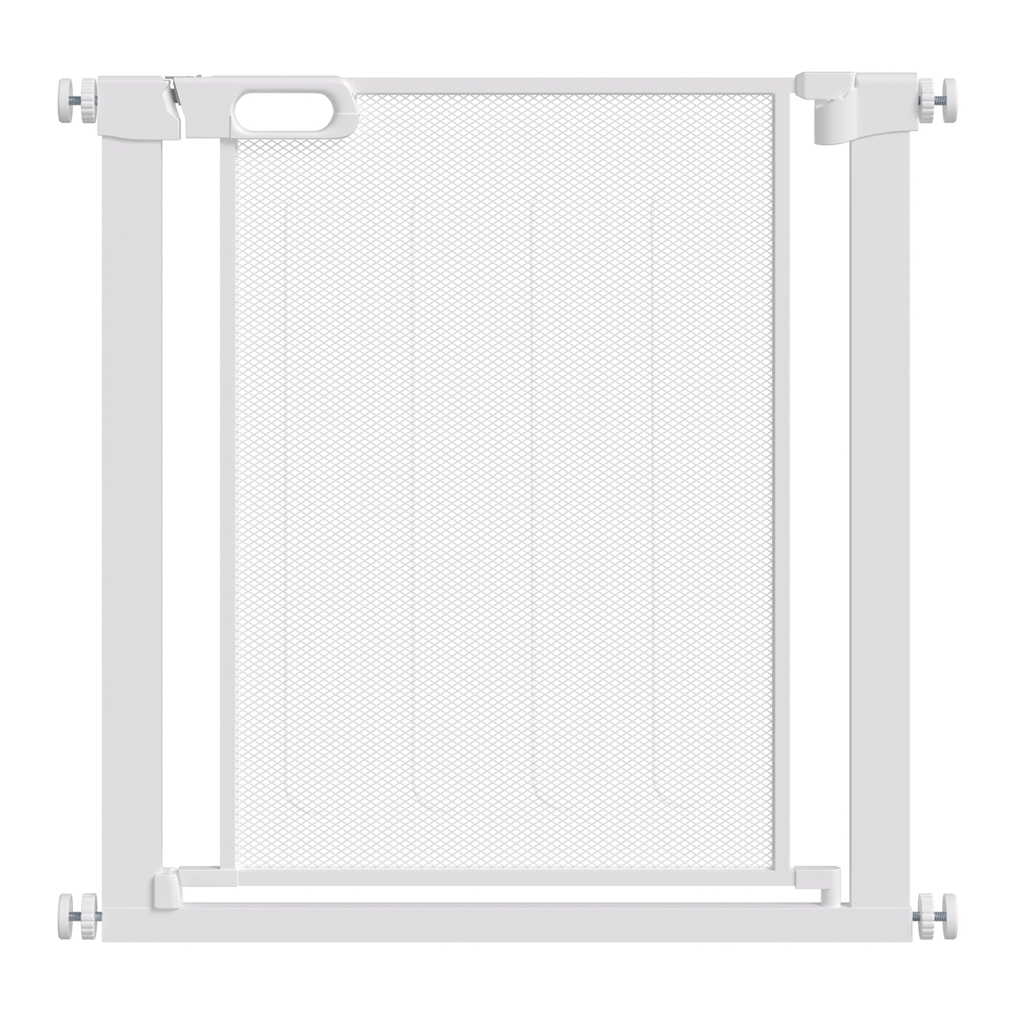 Poartă Reglabilă pentru Câini cu Închidere Automată, din Oțel și ABS, 75-82x76 cm, Albă