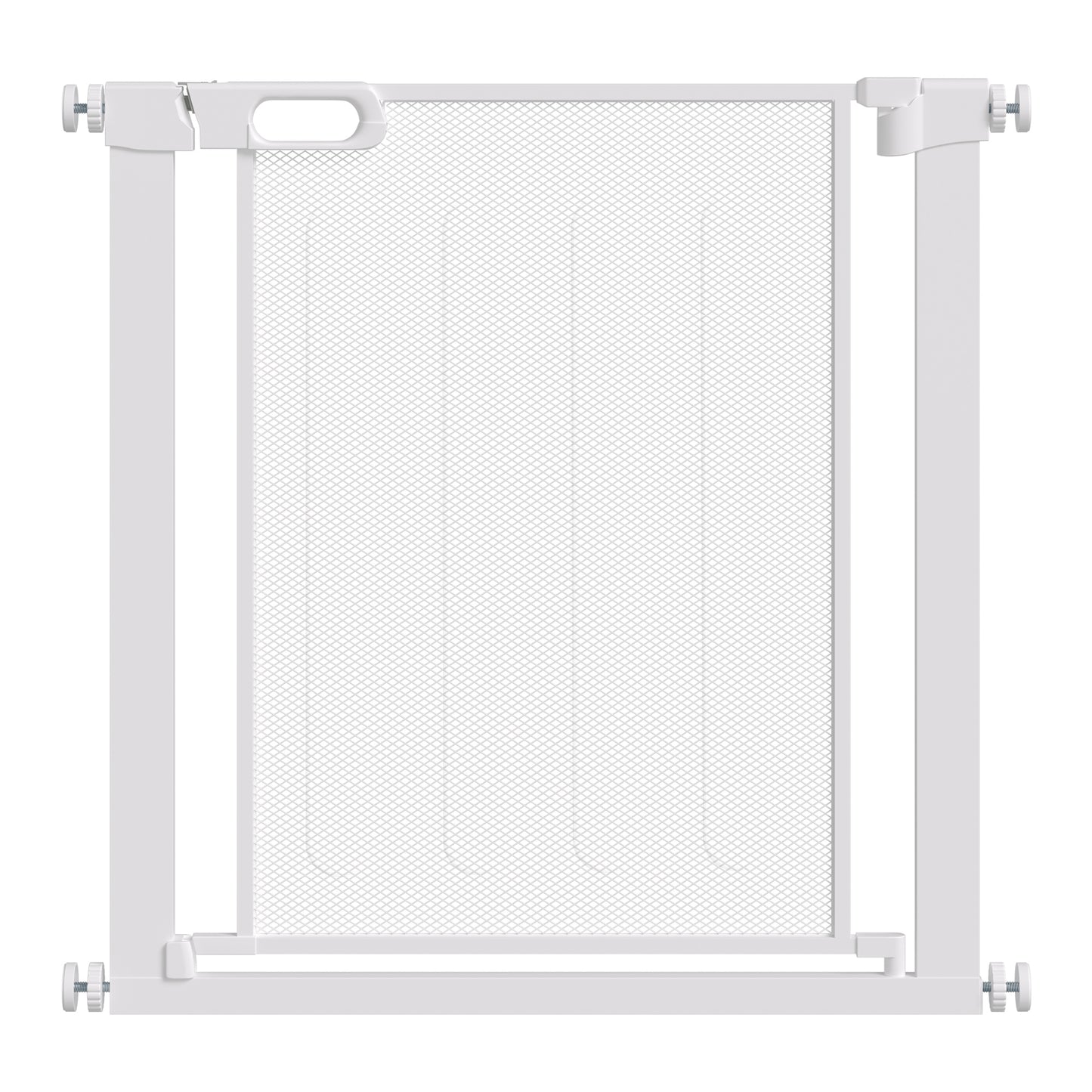 Poartă Reglabilă pentru Câini cu Închidere Automată, din Oțel și ABS, 75-82x76 cm, Albă