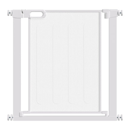 Poartă Reglabilă pentru Câini cu Închidere Automată, din Oțel și ABS, 75-82x76 cm, Albă