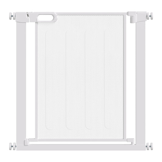 Poartă Reglabilă pentru Câini cu Închidere Automată, din Oțel și ABS, 75-82x76 cm, Albă