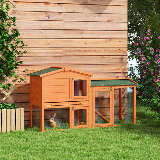 Cușcă pentru Iepuri cu 2 Nivele, Cușcă pentru Animale de Companie pentru Exterior, 150x45x85 cm, Portocaliu