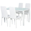 Set Dining Alb Modern – Masa + 4 Scaune Tapitate pentru 4 Persoane