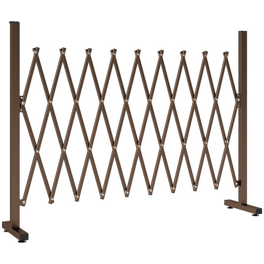 Gard Extensibil Autoportant Pliabil, Panou Protector din Aluminiu pentru Grădină, 250x103,5cm, Maro Închis