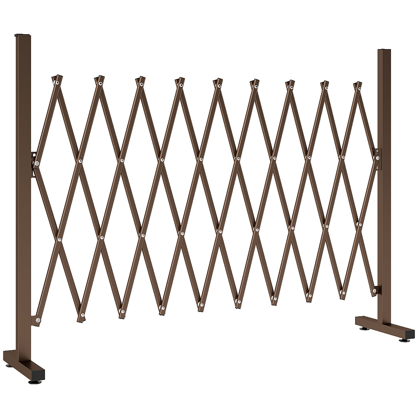 Gard Extensibil Autoportant Pliabil, Panou Protector din Aluminiu pentru Grădină, 250x103,5cm, Maro Închis
