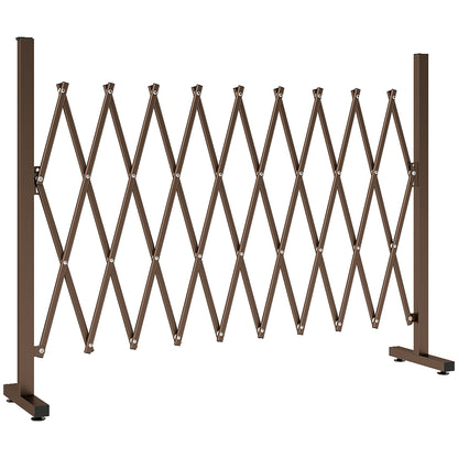 Gard Extensibil Autoportant Pliabil, Panou Protector din Aluminiu pentru Grădină, 250x103,5cm, Maro Închis