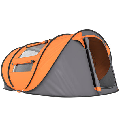 Cort de Camping Pop Up pentru 2 Persoane cu 2 Uși, 4 Ferestre și Înveliș Impermeabil, 263.5x220x123 cm, Verde