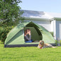 Cort de Camping pentru 3 Persoane cu Port de Încărcare, Buzunare și Geantă de Transport, 205x275x135 cm, Verde