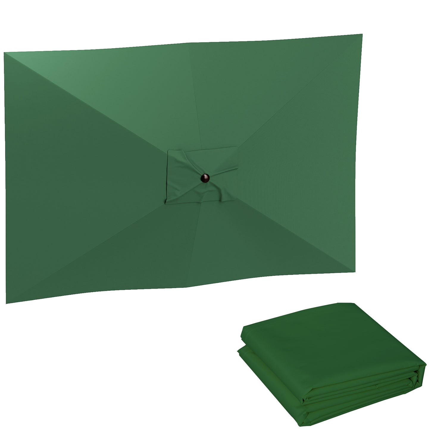 Pânză de Schimb pentru Umbrelă Dreptunghiulară 3x2 m cu 6 Spițe, Poliester Anti-UV 50+, Verde
