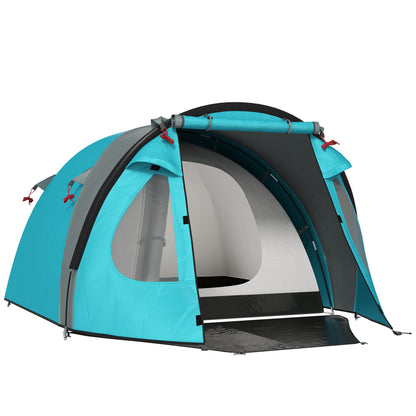 Cort de Camping pentru 3 Persoane cu Cameră, Verandă, și Geantă de Transport, 3.23x2.48x1.5 m, Albastru