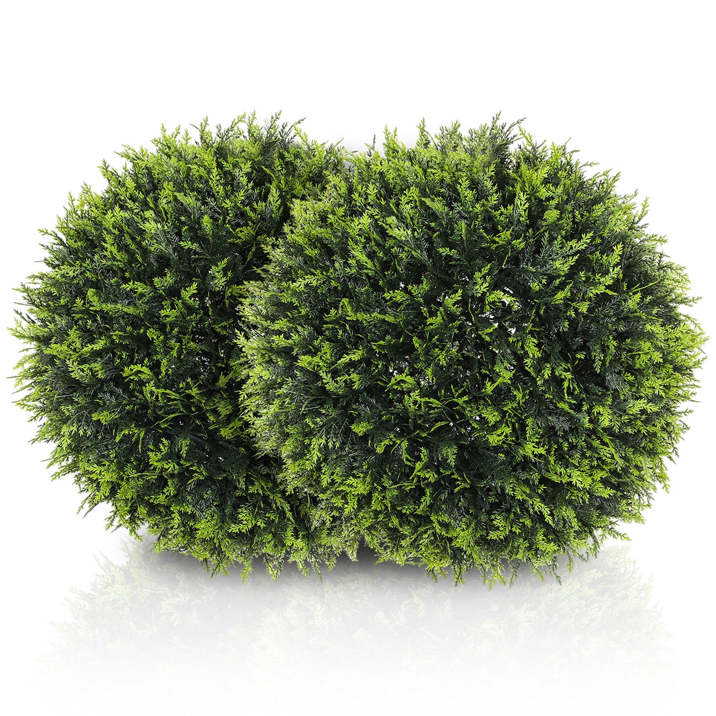 Set de 2 Plante Artificiale Rotunde cu Frunze de Cedru pentru Casă și Grădină Ø45 cm, Verde