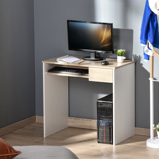 Birou PC Alb & Stejar 80×45×75 cm – Ideal Dormitor sau Acasa