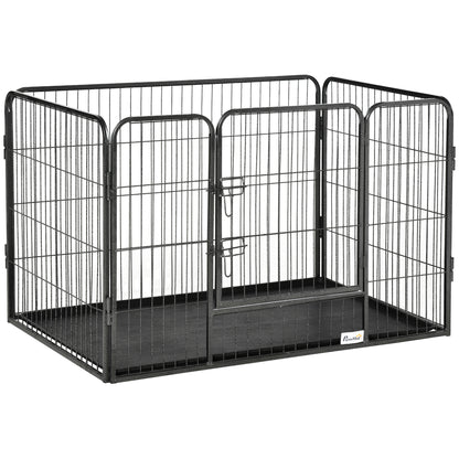 Tarc / Gard Metalic 4 Panouri pentru Caini & Pisici – 109×74×71 cm, Usa Blocare