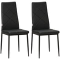 Set de 2 Scaune de Sufragerie Moderne cu Spătar Înalt din Piele Ecologică și Oțel, 41x50x97 cm, Negru