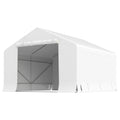 Garaj Moto Exterior 3x3 m Impermeabil cu Ușă și Ventilație Rulabilă, Cort-Garaj pentru Biciclete și Unelte PE și Metal, Anti-UV, Alb
