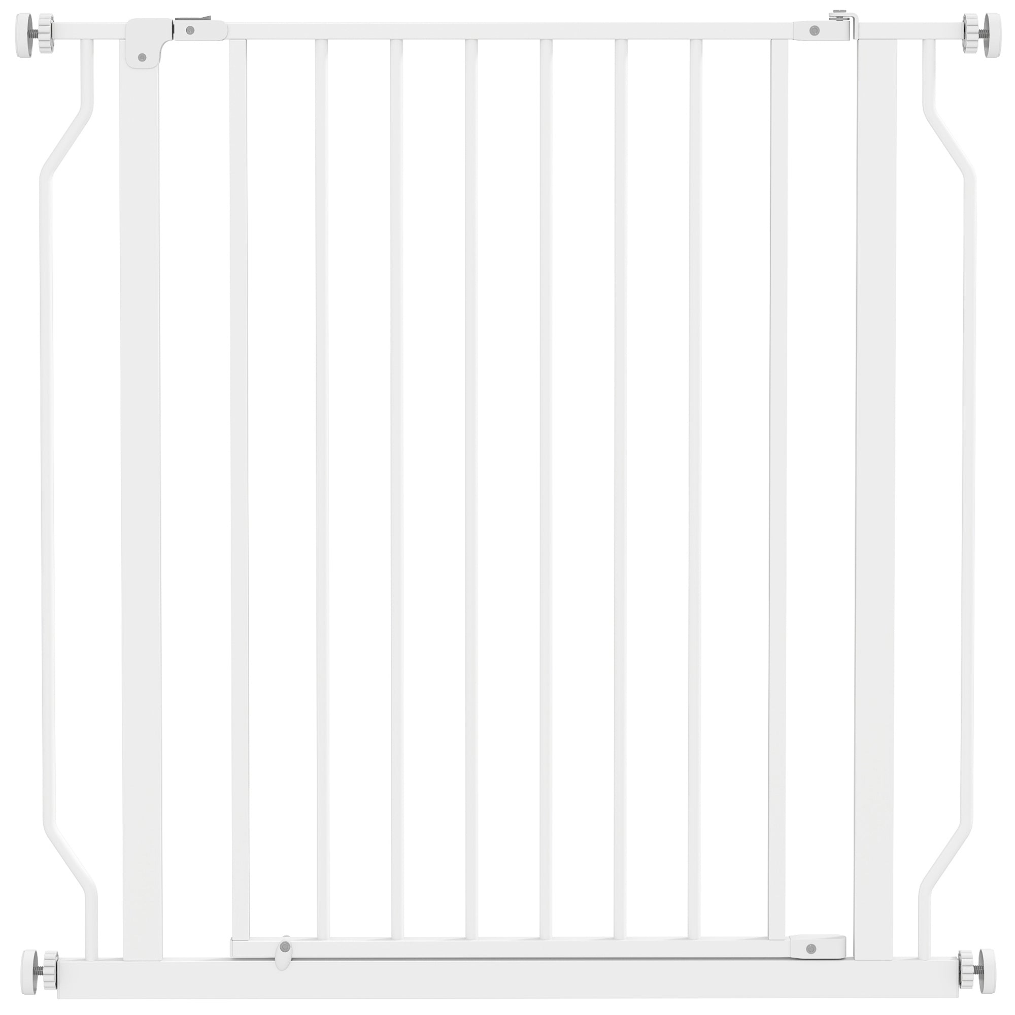Poartă pentru Câini Extensibilă și Reglabilă pentru Scări și Uși, din Oțel și ABS, 75-85x76 cm, Alb