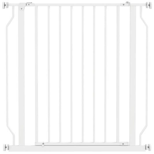 Poartă pentru Câini Extensibilă și Reglabilă pentru Scări și Uși, din Oțel și ABS, 75-85x76 cm, Alb