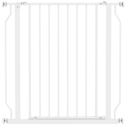 Poartă pentru Câini Extensibilă și Reglabilă pentru Scări și Uși, din Oțel și ABS, 75-85x76 cm, Alb