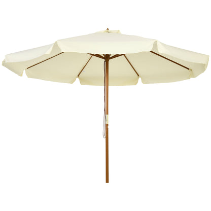 Umbrelă de grădină cu acoperiș dublu, din lemn de bambus și poliester, Ø325x250 cm, bej