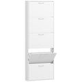 Dulap pentru Pantofi cu 5 Uși Anti-Răsturnare, din PAL, 65x17x180.5 cm, Alb