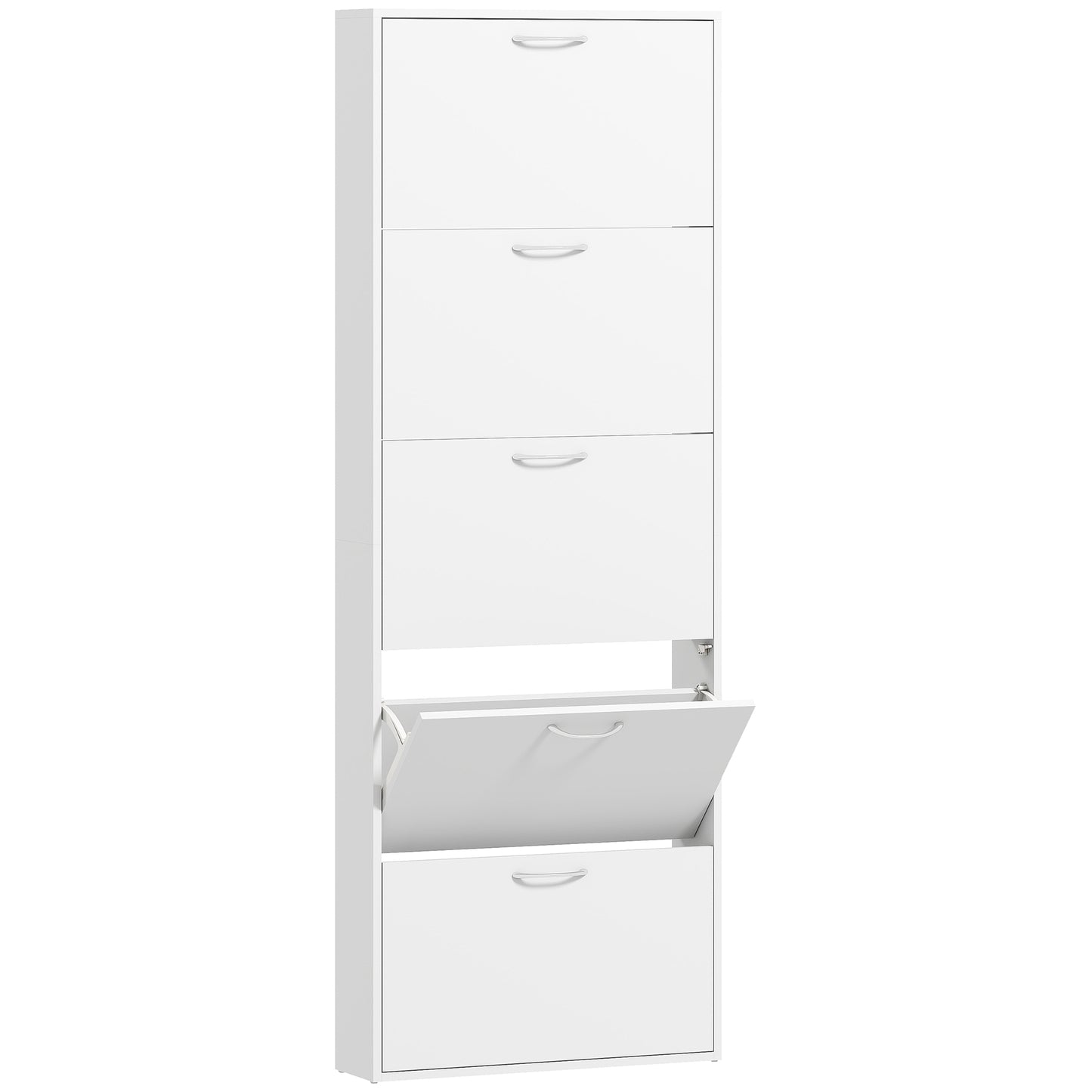 Dulap pentru Pantofi cu 5 Uși Anti-Răsturnare, din PAL, 65x17x180.5 cm, Alb