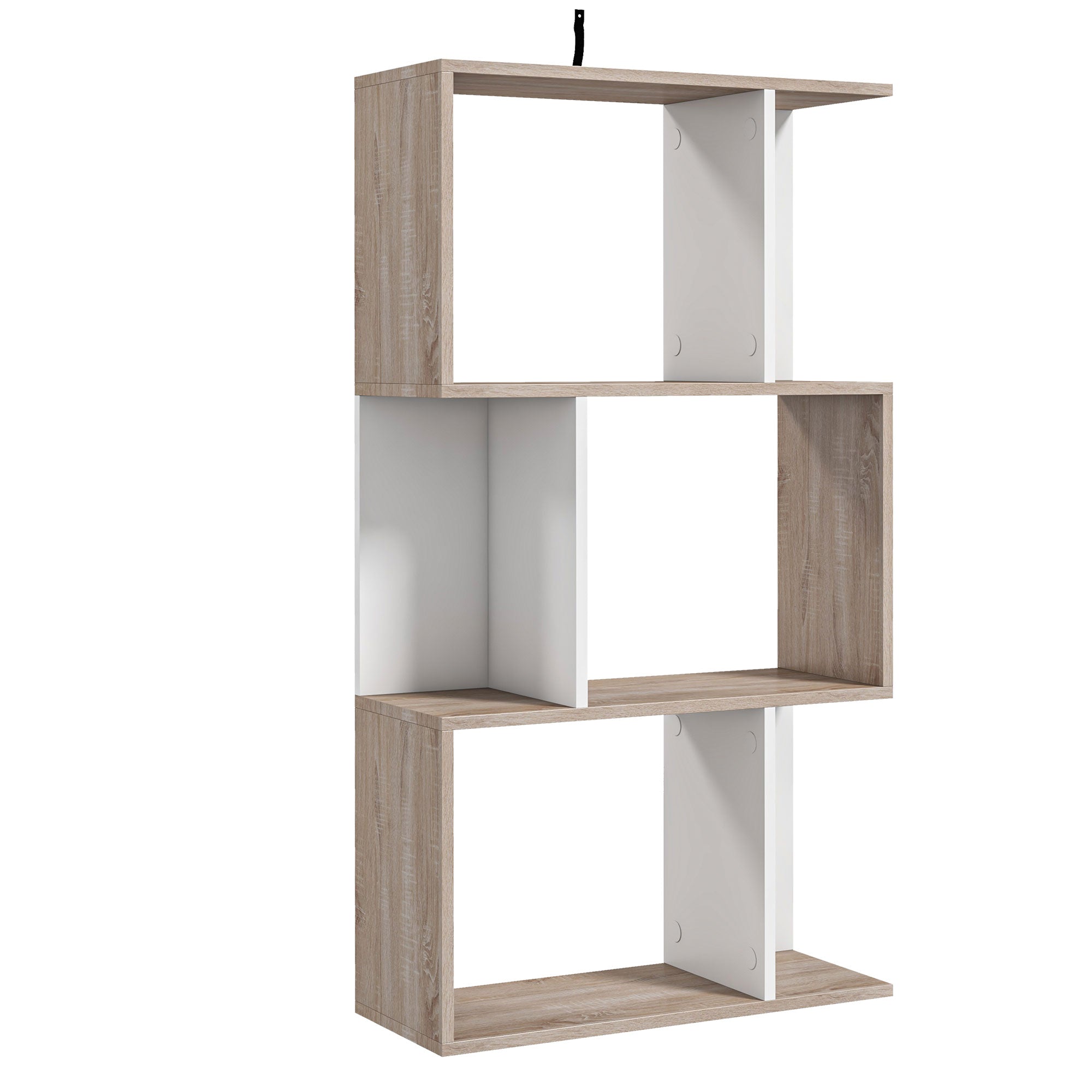 Biblioteca de Perete – 3 Rafturi, Lemn Natural