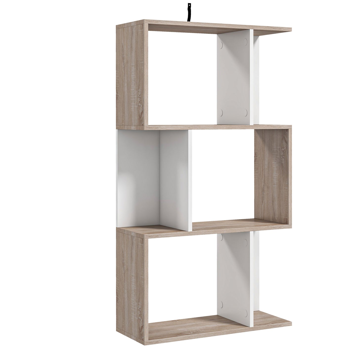 Biblioteca de Perete – 3 Rafturi, Lemn Natural