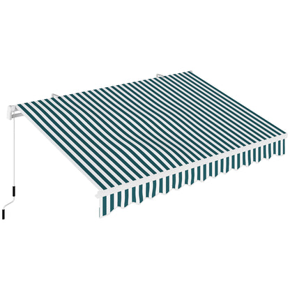 Copertină Retractabilă cu Brațe, Acționare Manuală, din Metal și Aluminiu, 4x2,5m, Verde și Alb