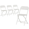 Set 4 Scaune Pliabile cu Orificii de Drenaj din Plastic și Metal, 45x49x79,5 cm, Alb