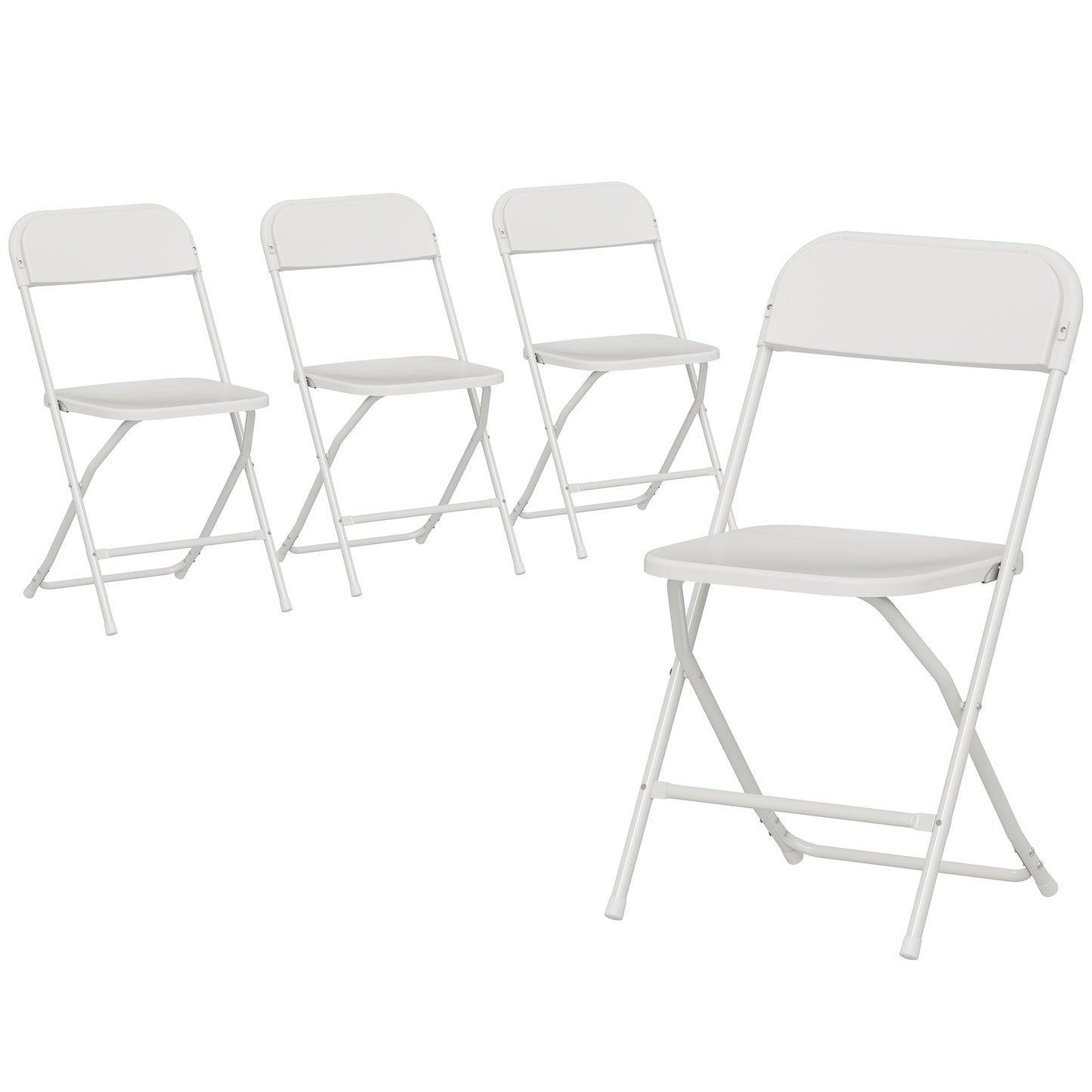 Set 4 Scaune Pliabile cu Orificii de Drenaj din Plastic și Metal, 45x49x79,5 cm, Alb