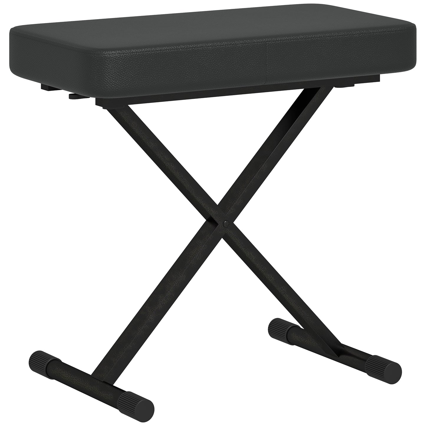 Scaun pentru Pian Pliabil și Reglabil pe 4 Înălțimi, din Piele PU, Spumă și Metal, 60x32x53-63 cm, Negru