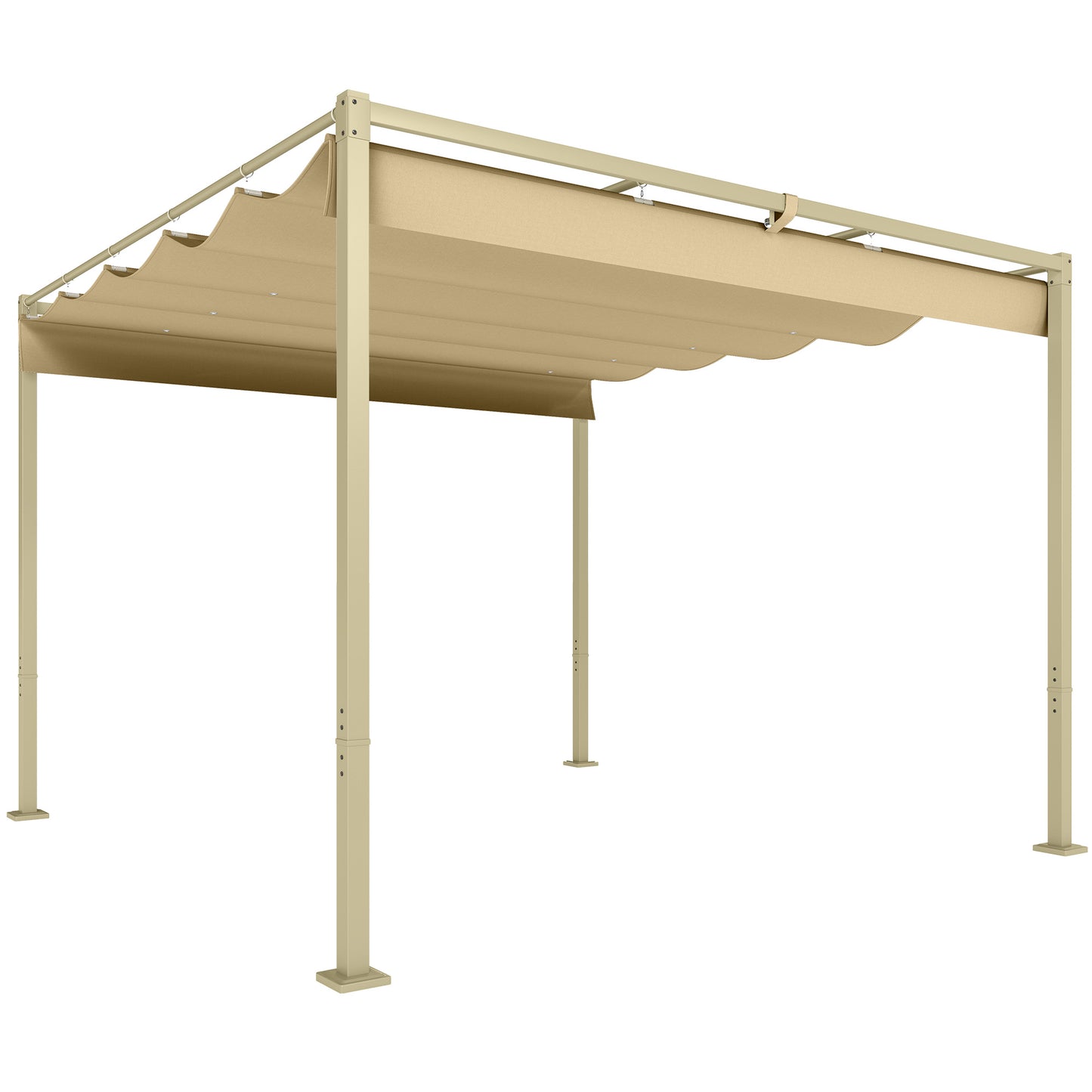 Pergolă de Grădină cu Acoperiș Retractabil și Sistem de Prindere Magnetic, 298x297x221 cm, Kaki