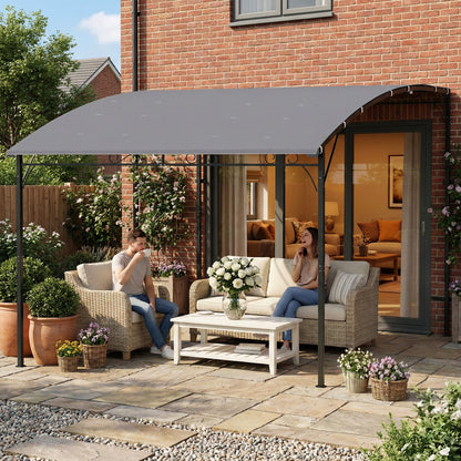 Pergolă Gazebo 3.8x2.8m cu 16 Găuri de Drenaj, Pergolă din Metal și Poliester 180g/m² cu Șuruburi, pentru Exterior, Grădină, Terasă și Patio, UV 30+, Gri