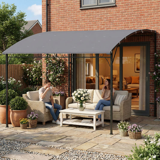 Pergolă Gazebo 3.8x2.8m cu 16 Găuri de Drenaj, Pergolă din Metal și Poliester 180g/m² cu Șuruburi, pentru Exterior, Grădină, Terasă și Patio, UV 30+, Gri
