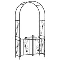Arc de Grădină cu Poartă, Spalier pentru Plante Cățărătoare din Metal, 2,2x1 m, Negru