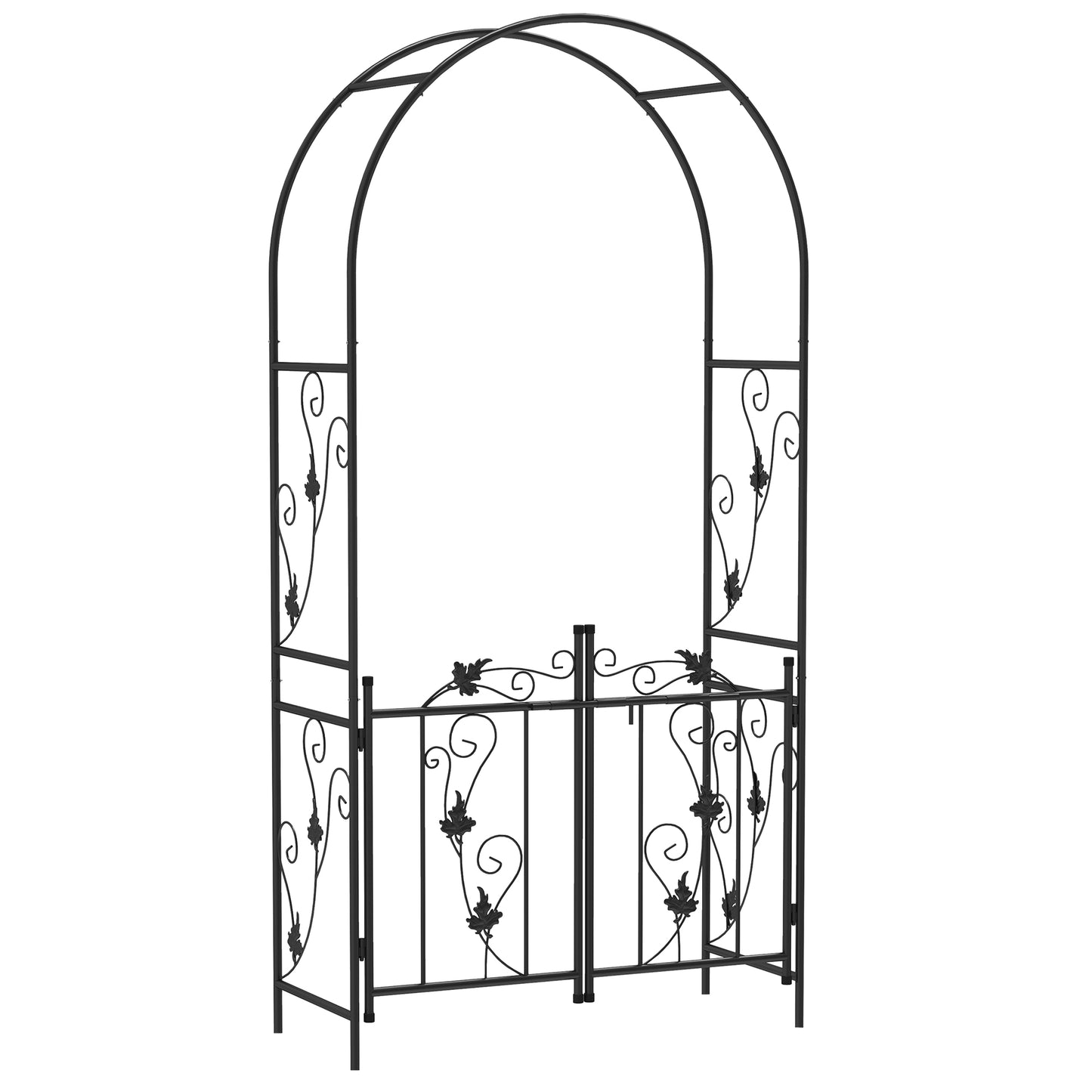Arc de Grădină cu Poartă, Spalier pentru Plante Cățărătoare din Metal, 2,2x1 m, Negru