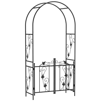 Arc de Grădină cu Poartă, Spalier pentru Plante Cățărătoare din Metal, 2,2x1 m, Negru