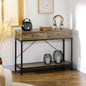 Masa Consola Vintage – Lemn & Metal cu Sertare & Raft