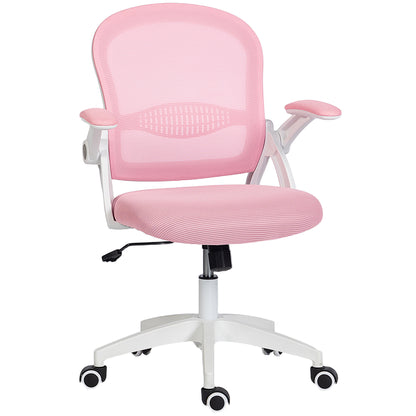 Scaun de birou ergonomic și reglabil cu spătar din plasă și șezut căptușit, 65.5x61.5x88-97.5 cm, roz