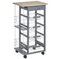 Carucior de Bucatarie, Gri Inchis, 1 Sertar si 4 Cosuri Metalice, 47x37x83cm