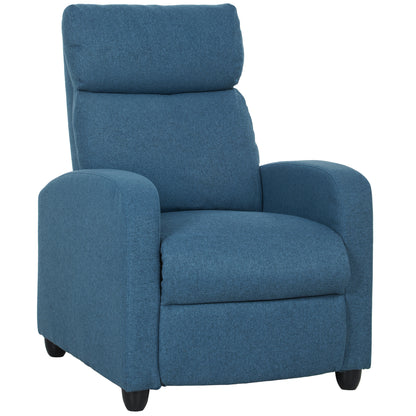 Fotoliu Relax Reclinabil Manual cu Suport pentru Picioare și Tapițerie din Țesătură, Albastru