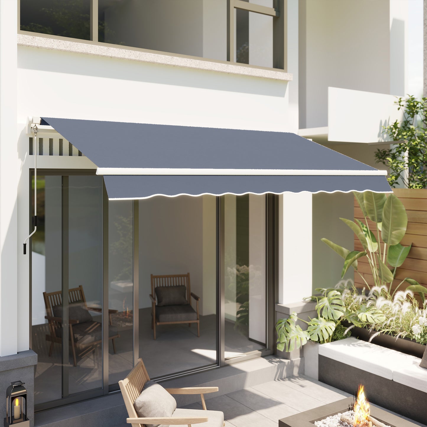 Copertină Retractabilă pentru Exterior cu Manivelă, 360x250 cm, Gri