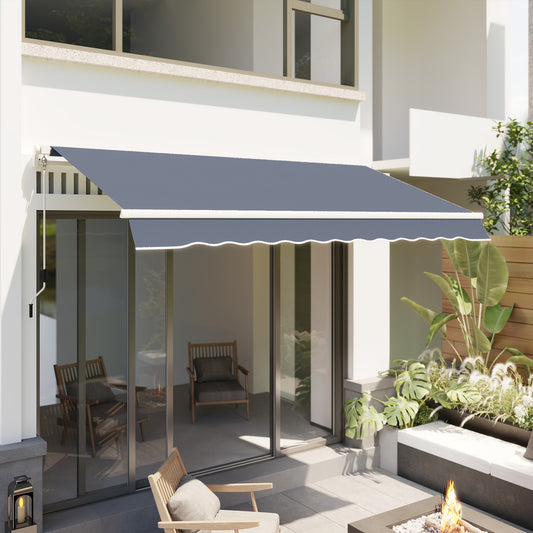 Copertină Retractabilă pentru Exterior cu Manivelă, 360x250 cm, Gri
