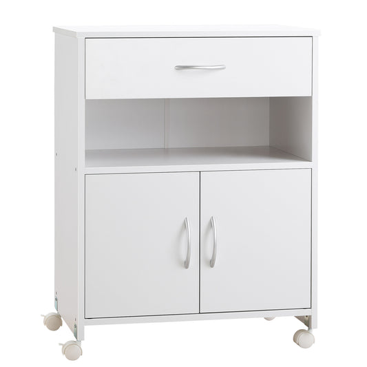 Dulap Imprimanta – Alb, cu Sertar, Raft & Roti 60×39×80 cm