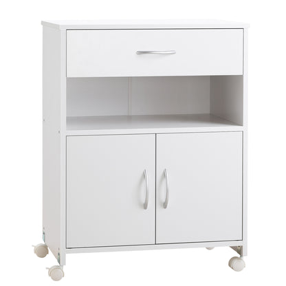 Dulap Imprimanta – Alb, cu Sertar, Raft & Roti 60×39×80 cm