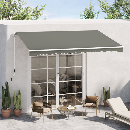 Copertină Retractabilă de Exterior cu Brațe și Deschidere Manuală, 350x250 cm, Gri