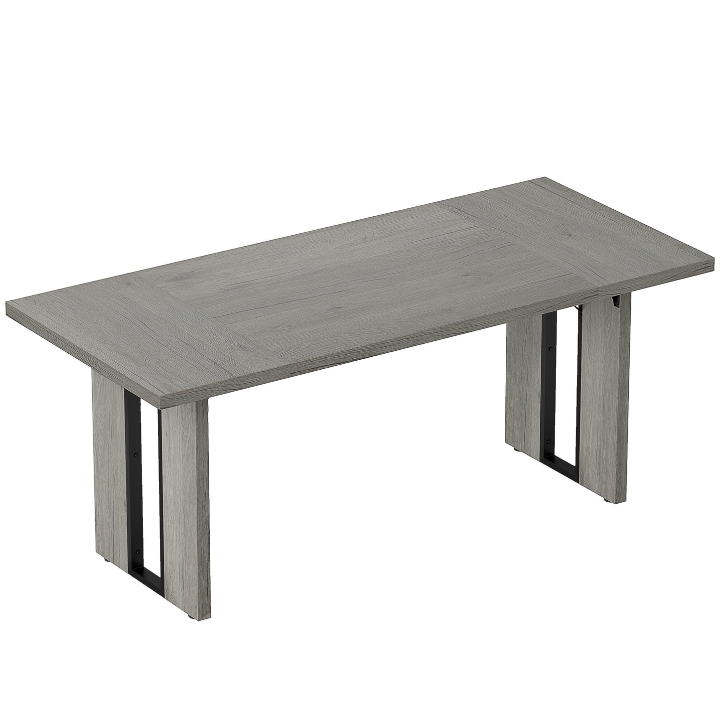 Masă de Dining în Stil Industrial pentru maximum 8 persoane, din lemn și oțel, 180x80x75 cm, gri