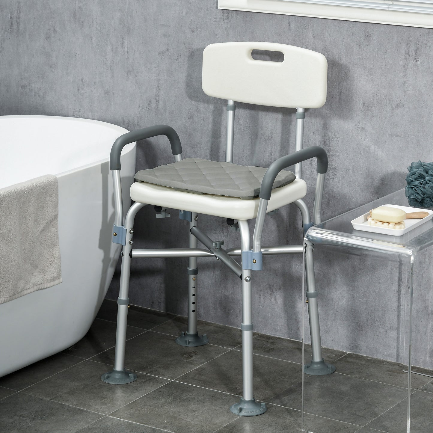 Scaun Dus – Aluminiu Reglabil, Spatar & Perna Captusita